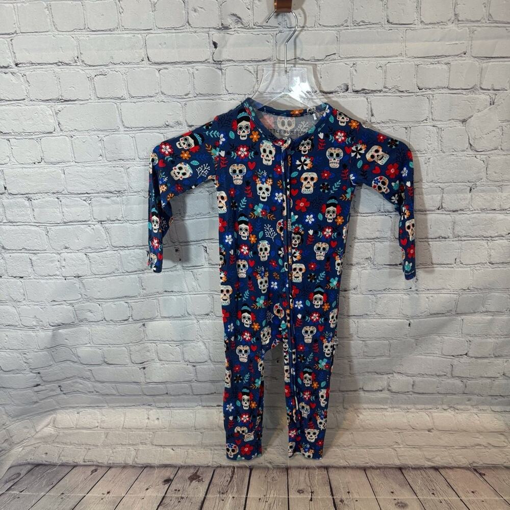 Little Bum Bums Bamboo Skeleton Halloween Footless Zippie Romper